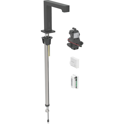 Bateria umywalkowa Geberit Brenta, stojąca, zasilanie generatorowe, do podtynkowej skrzynki funkcyjnej, bez mieszacza, czarny mat