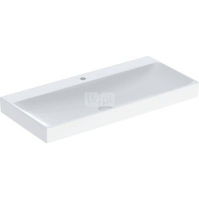 Umywalka GEBERIT ONE prostokątna, biała / KeraTect, 1050mm, otwór na baterię na środku, bez odpływu przelewowego, półka od ściany