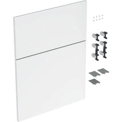 Zestaw frontów szuflad (2 szt.) do niskiej szafki bocznej, z dwoma szufladami GEBERIT iCon, kol. biały wysoki połysk szer.450 mm