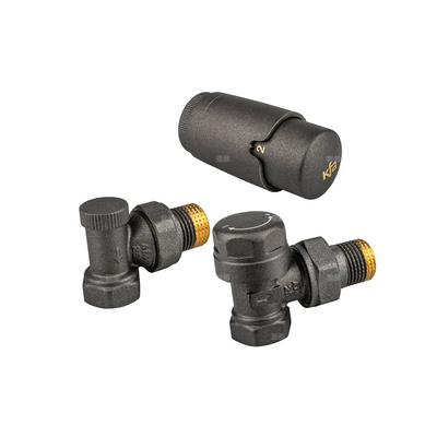 Zestaw termostatyczny grzejnikowy, kątowy KOMFORT PRO, Grafit