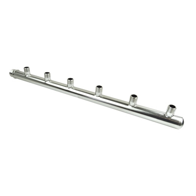 PHA-123 6-ob. rozdzielacz ze stali nierdzew. przyłączeniowy wodomierza/ciepłomierza nyplowy 1"GZx1/2"GZ (rozstaw100mm)PN10