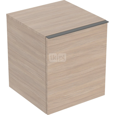 Szafka boczna Geberit Acanto, z jedną szufladą i jedną szufladą wewnętrzną: H=52cm, Korpus i front: dąb / melaminowa struktura drewna, Uchwyt: lava / malowany proszkowo, matowy