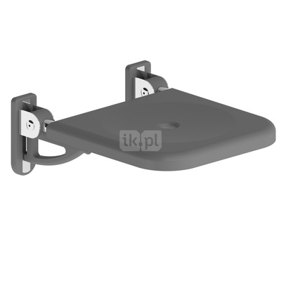 Siedzisko prysznicowe Koło Lehnen Concept Pro, B43.5cm, H19cm, T50cm, antracyt, z otworem, stal nierdzewna gładka