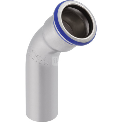 Kolano 45' GEBERIT Mapress Edelstahl jednokielichowe, stal nierdzewna, 42 mm (końcówka wciskowa x mufa zaprasowywana) z uszczelką