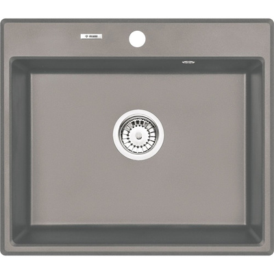 Zlew. andante szary metalik granit 1k 600x520x210 + osprzęt space-saver