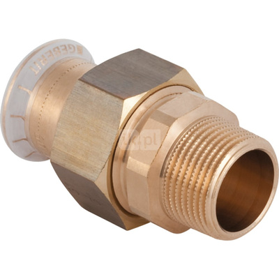 Śrubunek hydrauliczny GEBERIT Mapress Kupfer FKM przejściowy mosiądz GZ 1/2'' 15 mm z pierścieniem zacinającym