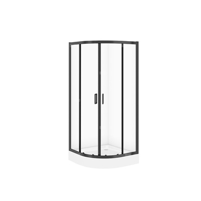 SET C708 KABINA ARTECO CZARNA PÓŁOKRĄGŁA 90X90X190 + BR TAKO 90X16 WIR