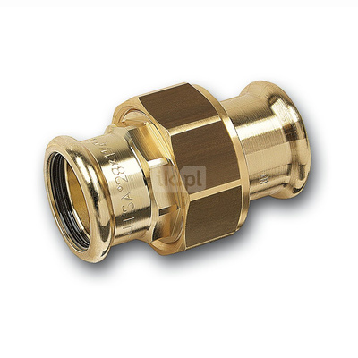 Śrubunek SANHA PURAPRESS trzyczęściowy, miedź, 42 mm (zw x zw)