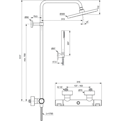 CERATHERM T25 SYSTEM NATRYSKOWA ZE SŁUCH SBLK