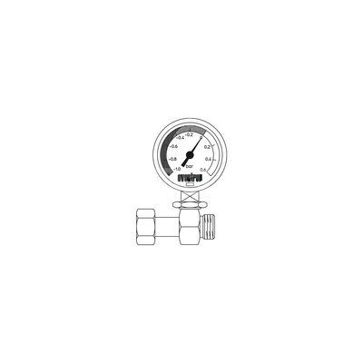 Manometr podciśnieniowy Ficon z kształtką przyłączną do filtrów z gwintem zewnętrznym od strony palnika 3/8NZ x G3/8 ze stożkiem