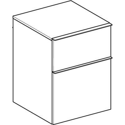 Boczna szafka Geberit iCon, z dwoma szufladami: H=60cm, Korpus i front: biały / lakierowany na wysoki połysk, Uchwyt: biały / powlekany proszkowo, matowy