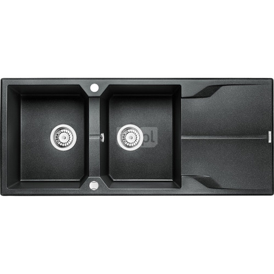 Zlew. andante grafitowy granit 2k z/o 1160x500x224, 3,5" + osprzęt space-saver