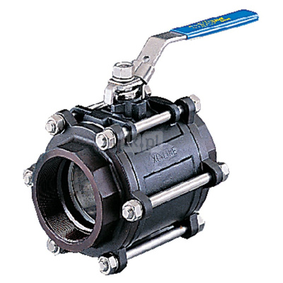 Typ X3444S - zawór odcinający kulowy z napędem ręcznym, przyłącza do wspawania gniazdowego, korpus trzyczęściowy, Pnom 2,5 MPa, tmax=200 st.C. 4''