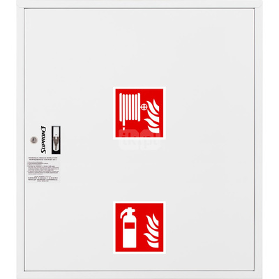 Hydrant DN 25 zawieszany z miejscem na gaśnicę pod zwijadłem, wąż 30 m, zamek patent, RAL 9003
