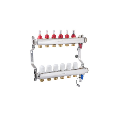 PHA-127 11-obwodowy PN6 Rozdzielacz ze stali nierdzewnej z odpowietrznikiem automatycznym do ogrzewania podłogowego