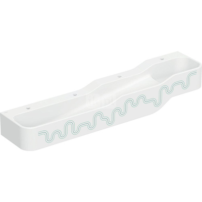 Umywalka GEBERIT Bambini 4-stanowiskowa prostokątna (rynna, elementy dekoracyjne), biała, 1800mm, otwór na baterię na środku (x4), bez odpływu przelewowego, półka od ściany