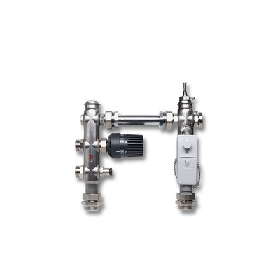 Zestaw pompowo-mieszający. Kontrola wartości zadanej w zakresie 20-50 st.C. Bez pompy , zawór z termostatyczny, odpowietrznik, zawór zwrotny zintegrowany