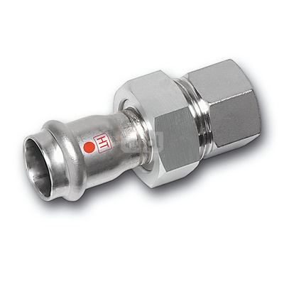 Śrubunek SANHA NiroTherm Industry z uszczelką trzyczęściowy, stal nierdzewna, 15 mm x 3/4'' (zw x GW)