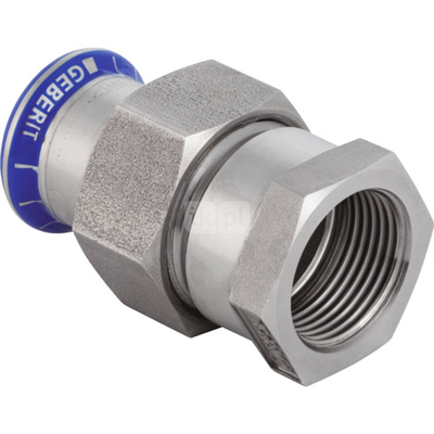 Śrubunek hydrauliczny GEBERIT Mapress Edelstahl FKM przejściowy z nakrętką ze stali CrNi stal nierdzewna GW 3/4'' 15 mm z pierścieniem zacinającym