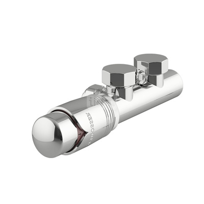 Zawory Duoplex Termostatyczny Schlosser Lewy biały głowica na powrocie