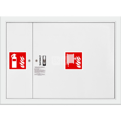 Hydrant DN 25 FIT wnękowy z miejscem na gaśnicę obok zwijadła, wąż 20 m, zamek patent, RAL 9003