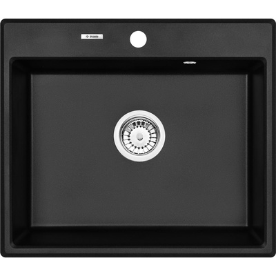 Zlew. andante grafit metalik granit 1k 600x520x210 + osprzęt space-saver nero