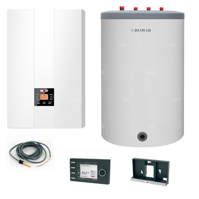 Pakiet - Kocioł gazowy jednofunkcyjny WOLF FGB-24 kondensacyjny wiszący 5.3 - 20.7 kW + Czujnik c.w.u. + RegulatorBM-2 + Zasobnik c.w.uLindo 150L