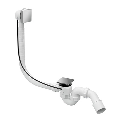 Syfon wannowy automatyczny, pokrętło mosiądz CHROM "Premium Kwadrat" , przelew L-1000 mm