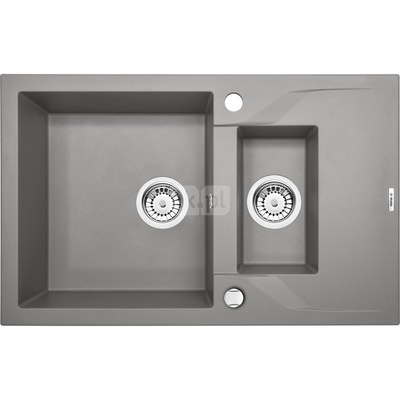 Zlew. andante szary metalik granit 1,5k z/o 780x490x194, 3,5" + osprzęt space-saver