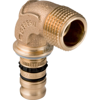 Kolano 90' GEBERIT Mepla, Cu / Cu, 1 1/2'' x 50 mm (GZ gazowy stożkowy x końcówka wciskowa), (głębokość: 39 mm) z uszczelką