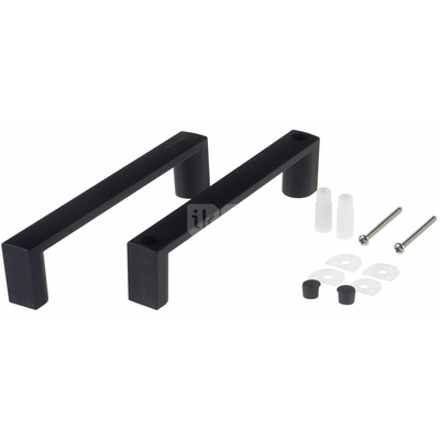 Kpl. uchwyt kwadratowy na 1 drzwi z logo, nero, rozstaw otworów montażowych 140 mm