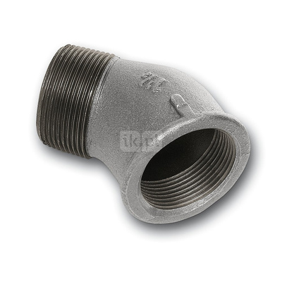 Kolano 45' SANHA 121#, żeliwo (ocynk galwaniczny/elektrolityczny) (ocynk), 1 1/2'' (GW x GZ)