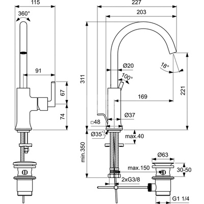 JOY NEO Bateria umywalkowa 1OT REGULAR PUW CHR
