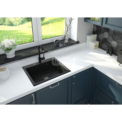 Zlew. andante grafitowy granit 1k 600x520x210 + osprzęt space-saver