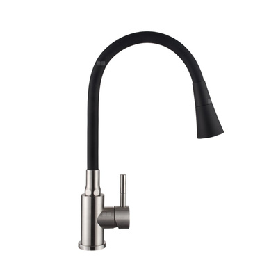 Bateria zlewozmywakowa z 2-funkcyjną, elastyczną wylewką Gabi, inox / czarny