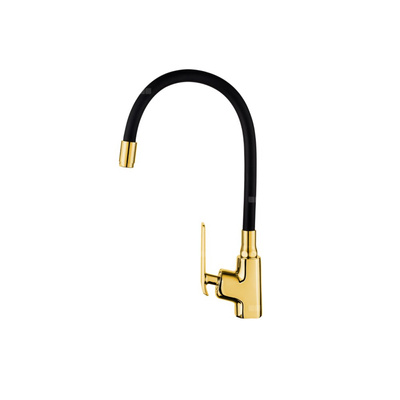 Bateria zlewozmywakowa z elastyczną wylewką i systemem Eco Start Ligaria, złoty/czarny