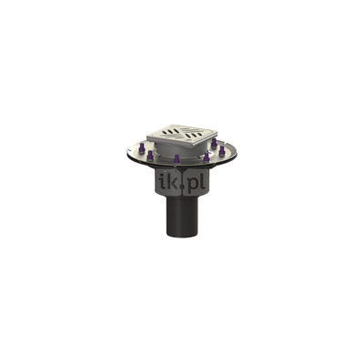 Wpust Ecoguss, DN70, odpł. pionowy, z kratką szczel/ramą nierdz. 120x120