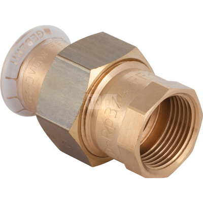 Śrubunek hydrauliczny GEBERIT Mapress Kupfer FKM przejściowy mosiądz GW 3/4'' 15 mm z pierścieniem zacinającym