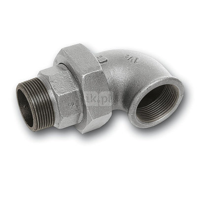 Śrubunek 45' SANHA 97# trzyczęściowy, żeliwo (ocynk galwaniczny/elektrolityczny) (ocynk), 1 1/2'' (GW x GZ)