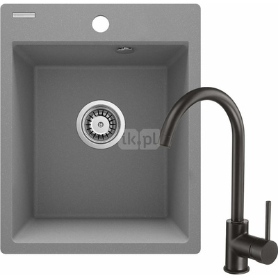 Zlew. corio szary metalik + bateria beu_b62e czarna + osprzęt space-saver