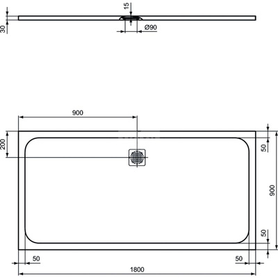 ULTRAFLAT S BRODZIK 180X90 CONC GR