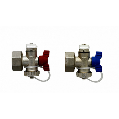 VERTEILERENDST. 1" VERNICK. OHNE EV QUATTRO FLUGELGRIFF BLAU BALL VALVE SET