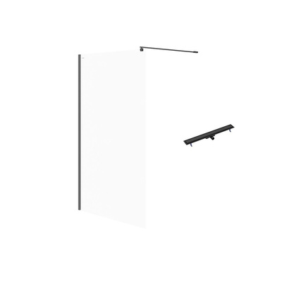 SET C74 WALK-IN MILLE CZARNY 120X200+ODPŁYW LINIOWY TAKO 90 CZARNY WIR
