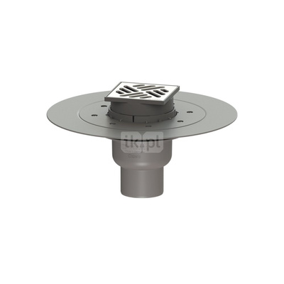 Wpust KESSEL Classic z 1 przyłączem DN 70, odpływ pionowy (zdejmowany), kratka 100x100mm stal nierdzewna