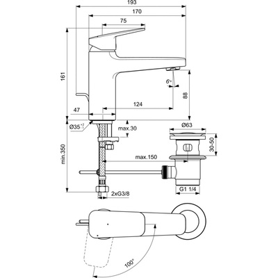 CERAPLAN BATERIA UMYWALKOWA H90 RTD BS PU/MT 5L