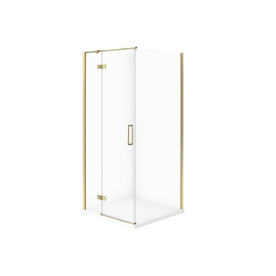 SET C555 KABINA CITY LEWA ZŁOTA 90X90X195+TAKO SLIM BIAŁY MAT WIR