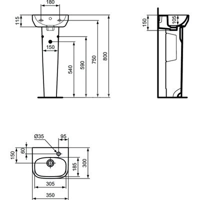 IS I.LIFE A Umywalka 35 RH BXD