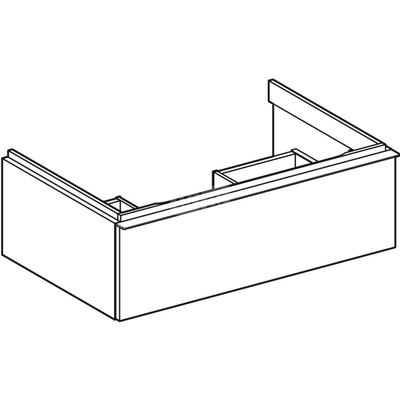 Szafka pod umywalkę Geberit iCon, z jedną szufladą: Szerokość umywalki=75cm, Korpus i front: biały / lakierowany na wysoki połysk, Uchwyt: biały / powlekany proszkowo, matowy