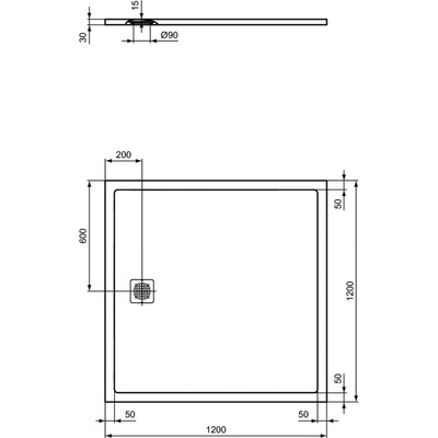 ULTRAFLAT S Brodzik 120x120 CONC GR RECT