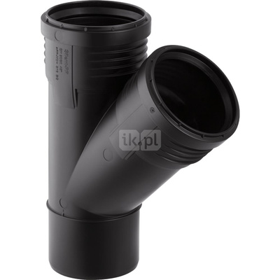 Trójnik GEBERIT Silent-PP 45' PP 160 mm (mufa z tworzywa sztucznego do spawania/zgrzewania x króciec z tworzywa sztucznego do spawania/zgrzewaniania x mufa z tworzywa sztucznego do spawania/zgrzewania)